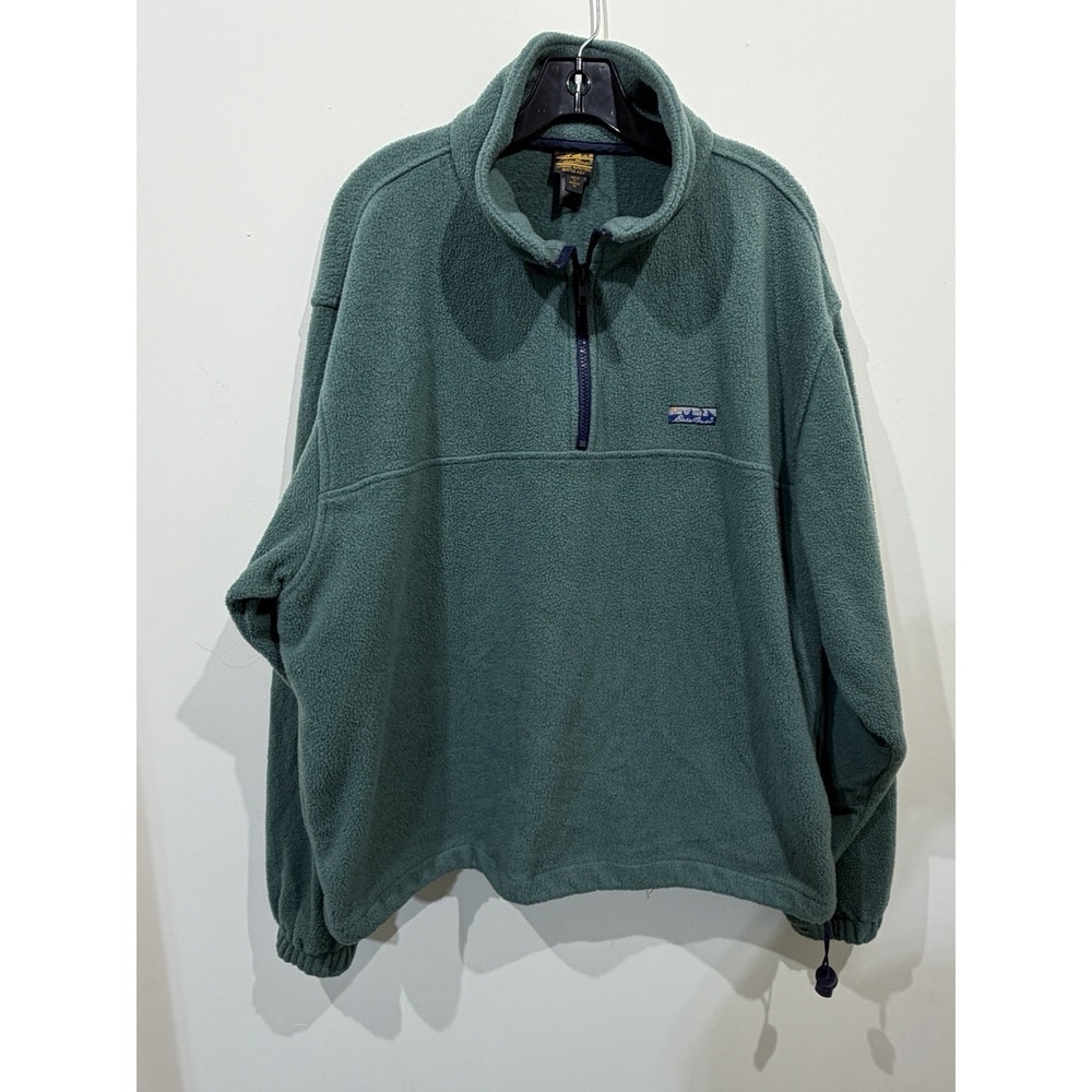 Vintage 90's Eddie Bauer Outdoor Green Half Zip Fleece Pullover Jacket Size XL